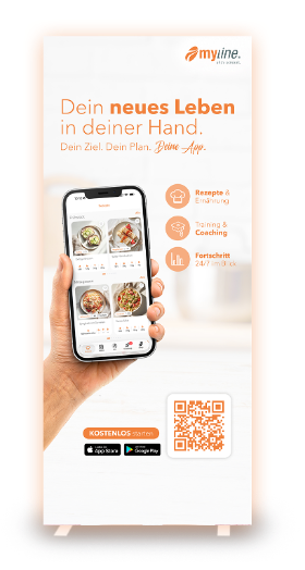 myline App Roll-up mit QR-Code
