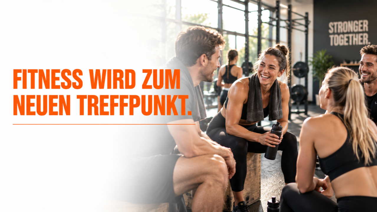 Mitglieder im Gespräch in einer modernen Fitness- und Gesundheitsanlage